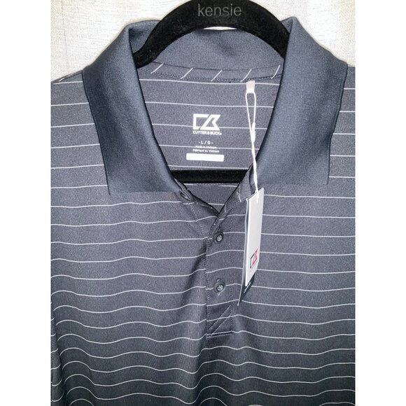 Cutter & Buck Mens Striped Polo Shirt Size Large Gray - Picture 2 of 4